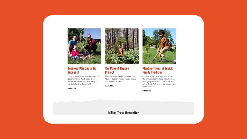 Stories page listings on a tablet screen